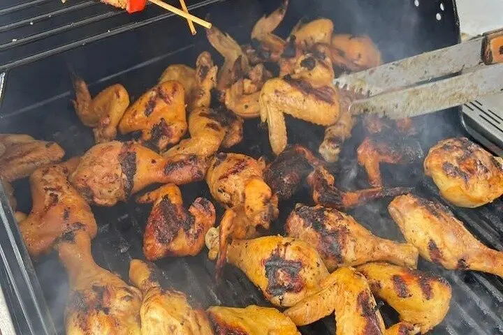 BBQ Lunch & Open Bar Onboard  Fresh BBQ, salad & bread served — rum, beer, soft drinks flowing
