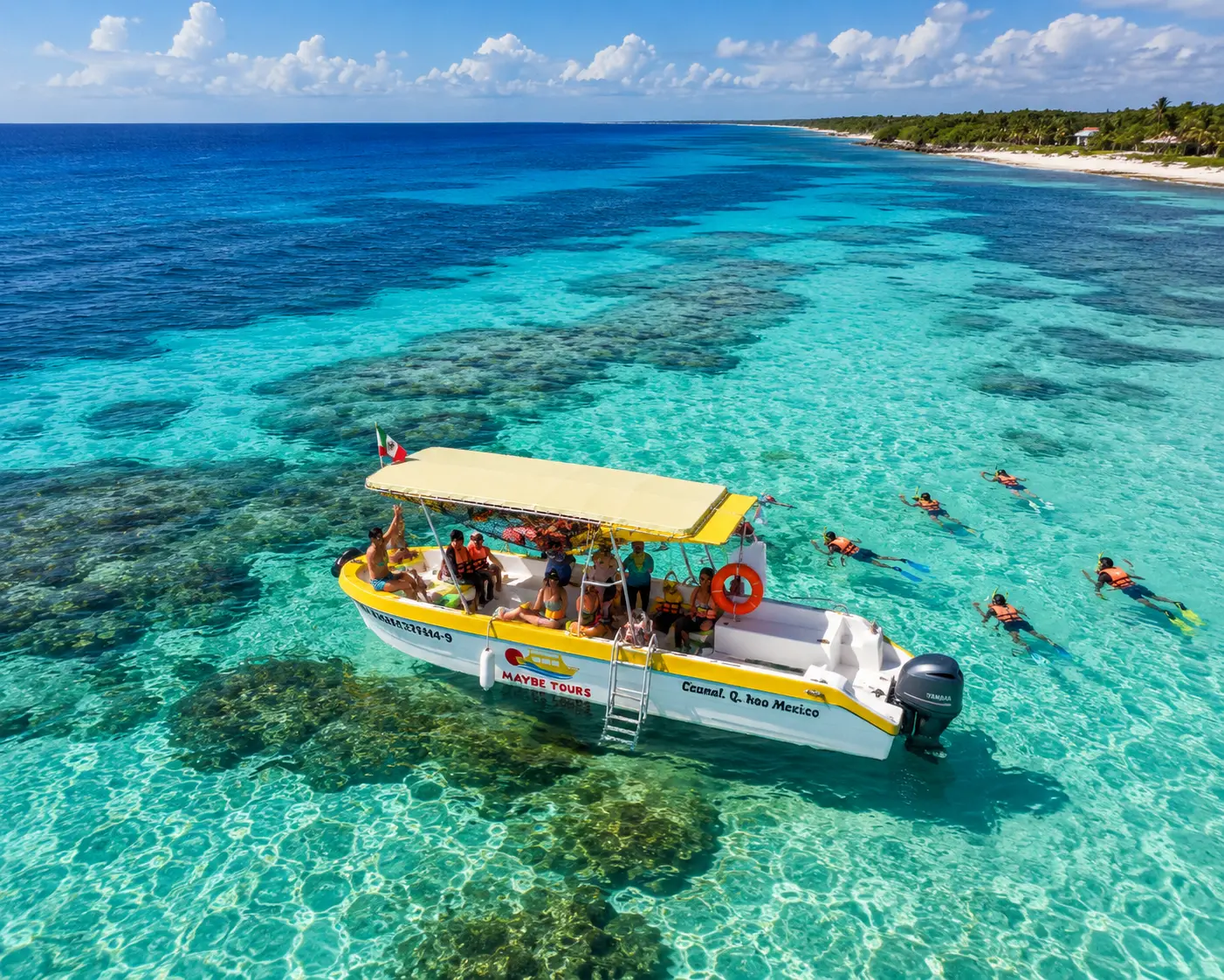Speedboat departure Head quickly toward the reef