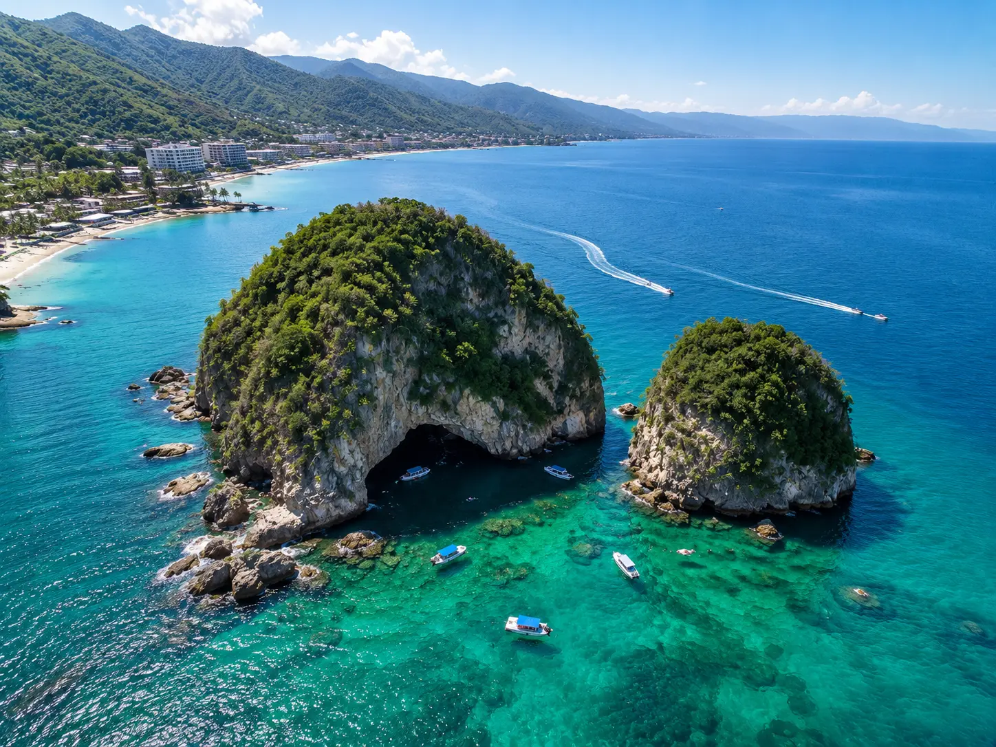 Los Arcos Marine Park Cruise to the iconic rock arches and anchor for snorkeling in clear water with tropical fish. Gear is provided for everyone on board.