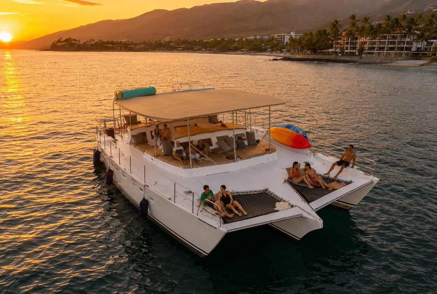 Board at La Cruz Marina Meet at Dock #1 at golden hour, with welcome drinks as you leave. The exact time shifts with sunset and is confirmed at booking
