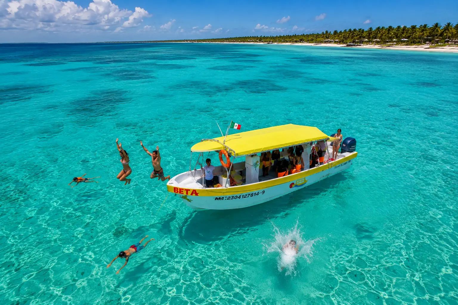 Speedboat departure Head toward the reef with your private group